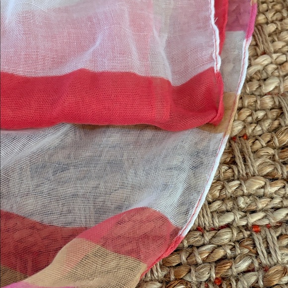 Gauzy Pink and Tan Striped Women's Scarf - Picture 2 of 5